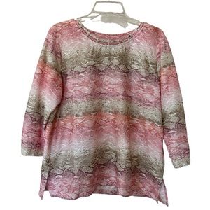 Alfred Dunner Pink, Coral & Tan Striped Snake-Print Tunic